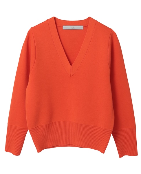Vネックコンパクトニット 詳細画像 オレンジ 2