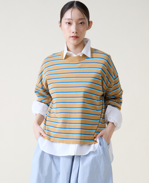 マルチボーダーニット 詳細画像 キャメル 1