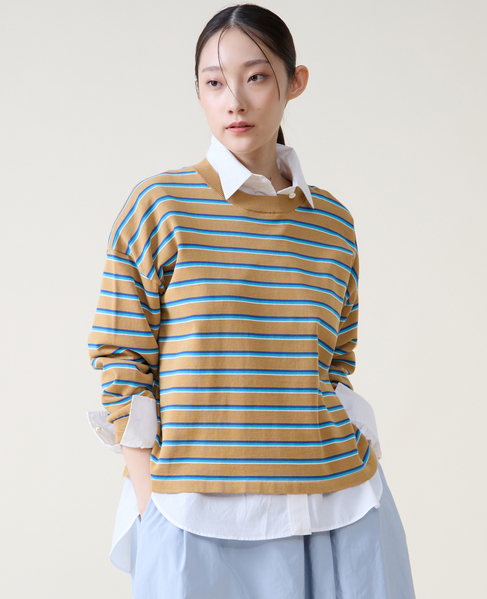 マルチボーダーニット 詳細画像 キャメル 2