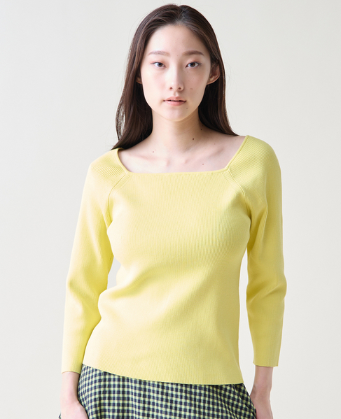 スクエアネックリブニット 詳細画像 イエロー 2