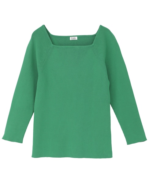 スクエアネックリブニット 詳細画像 グリーン 1