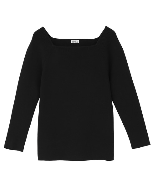 スクエアネックリブニット 詳細画像 ブラック 1