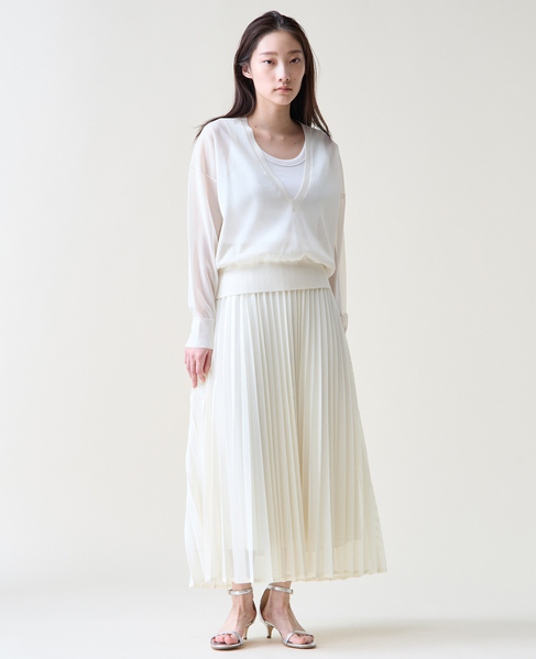 Vネックシアーニット 詳細画像 アイボリー 4