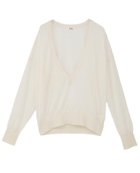 Vネックシアーニット 詳細画像 アイボリー 9