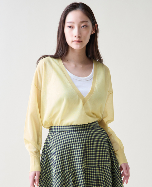 Vネックシアーニット 詳細画像 イエロー 2