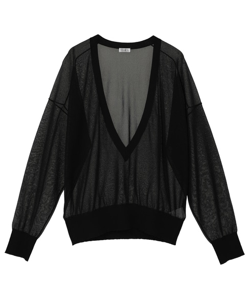 Vネックシアーニット 詳細画像 ブラック 1