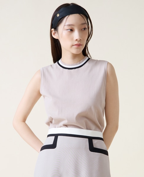 トリプルラインスリーブレスニット 詳細画像 ベージュ 2