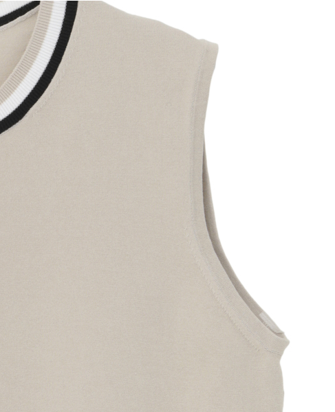 トリプルラインスリーブレスニット 詳細画像 ベージュ 7