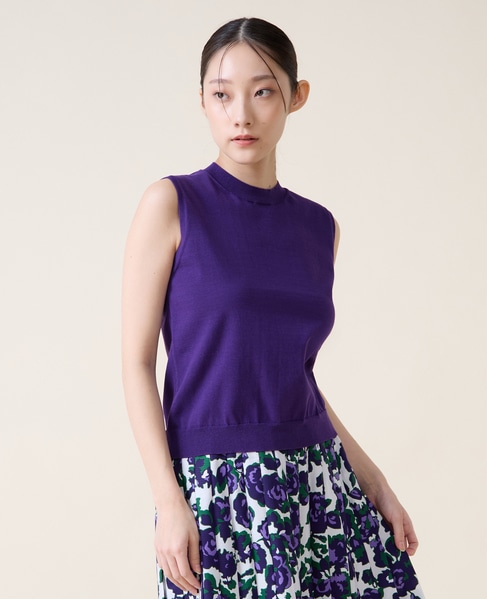 トリプルラインスリーブレスニット 詳細画像 パープル 2