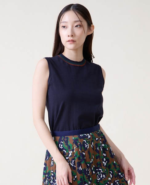 トリプルラインスリーブレスニット 詳細画像 ネイビー 2