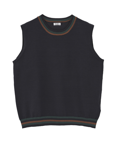 トリプルラインスリーブレスニット 詳細画像 ネイビー 4