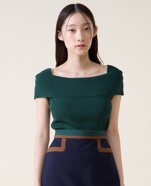 オフショルダーリブニット 詳細画像 グリーン 1