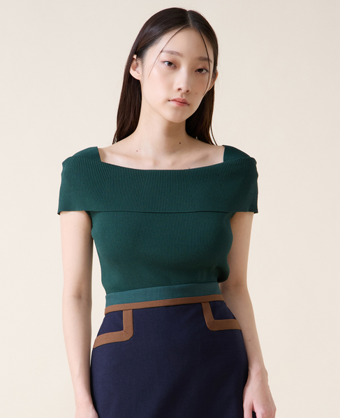 オフショルダーリブニット 詳細画像 グリーン 2
