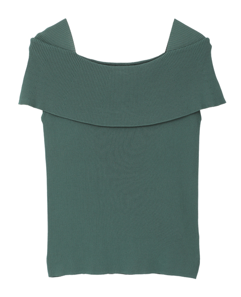 オフショルダーリブニット 詳細画像 グリーン 6