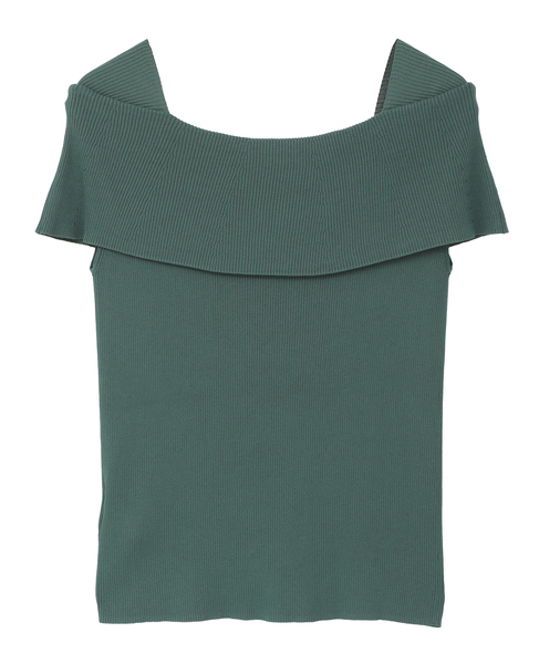 オフショルダーリブニット 詳細画像 グリーン 7