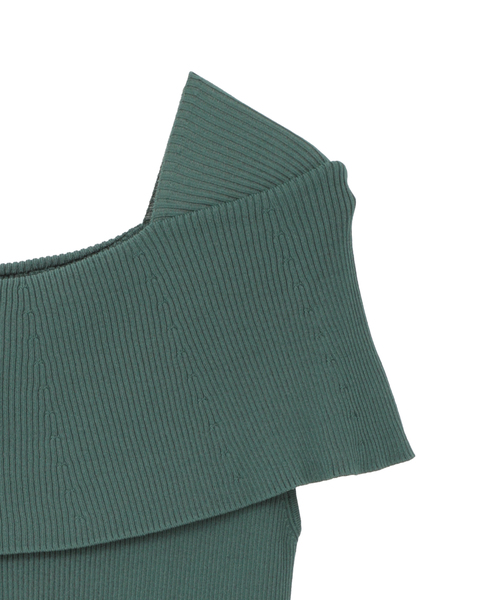 オフショルダーリブニット 詳細画像 グリーン 9