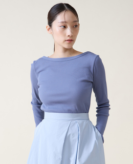 バックオープンリブTシャツ