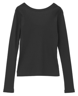 バックオープンリブTシャツ