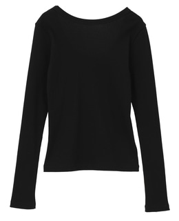 バックオープンリブTシャツ