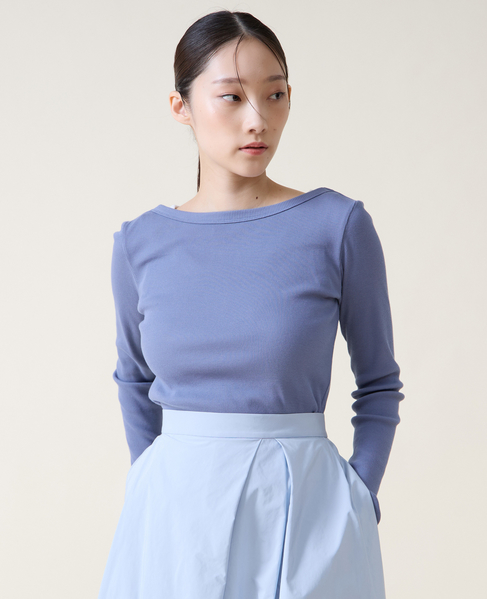 バックオープンリブTシャツ 詳細画像 ブルー 1