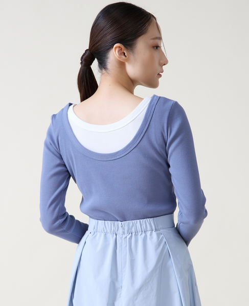 バックオープンリブTシャツ 詳細画像 ブルー 2