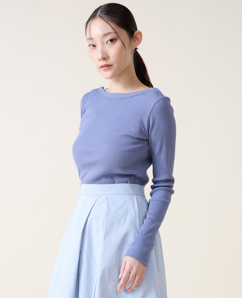 バックオープンリブTシャツ 詳細画像 ブルー 3