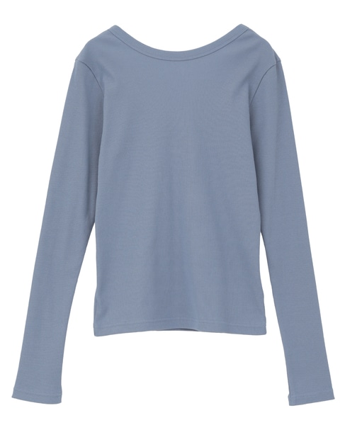 バックオープンリブTシャツ 詳細画像 ブルー 9