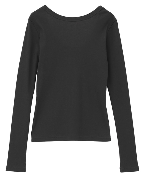 バックオープンリブTシャツ 詳細画像 チャコールグレー 1