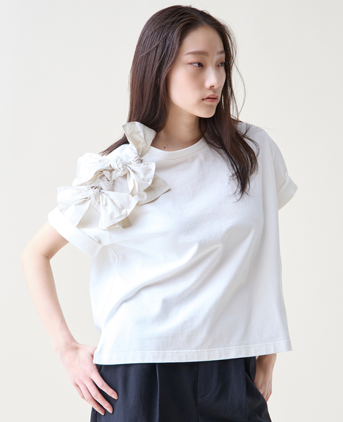 ショルダーリボンTシャツ 詳細画像 ホワイト 2