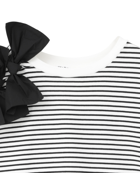 ショルダーリボンTシャツ 詳細画像 ホワイト×ブラック 3