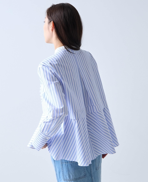 《別注》【MARILYN MOON/マリリンムーン】フロントフリルブラウス 詳細画像 ホワイト&times;ブルー 2