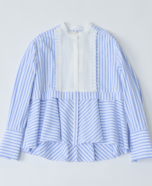 《別注》【MARILYN MOON/マリリンムーン】フロントフリルブラウス 詳細画像 ホワイト&times;ブルー 7