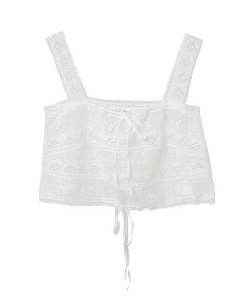 【Bilitis dix-sept ans/ビリティス・ディセッタン】Lace Combination Camisole 詳細画像 ホワイト 1