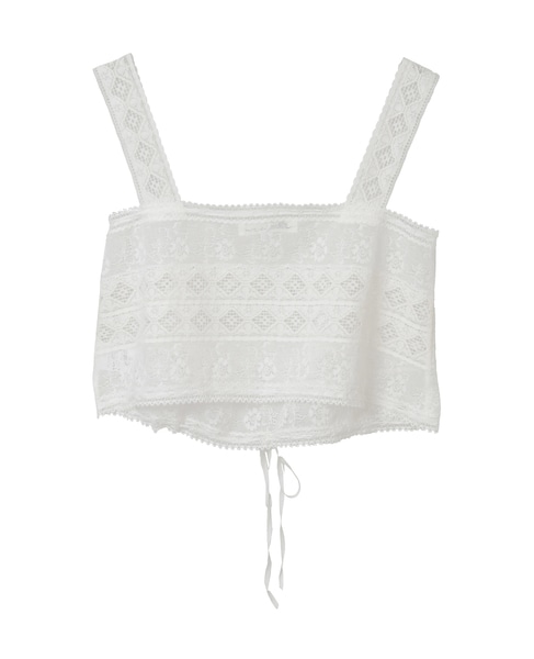 【Bilitis dix-sept ans/ビリティス・ディセッタン】Lace Combination Camisole 詳細画像 ホワイト 2