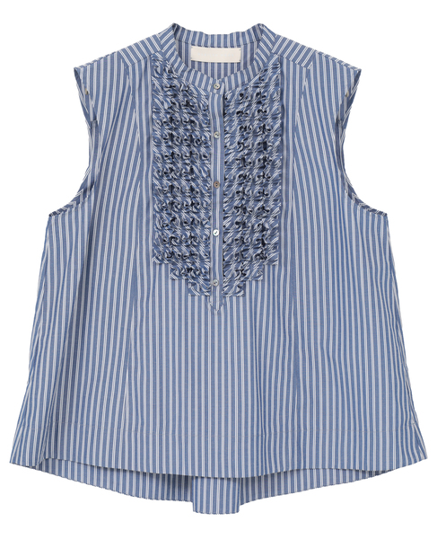 【MARILYN MOON/マリリンムーン】フロントフリルブラウス（4262-159） 詳細画像 ネイビー&times;ホワイト 1