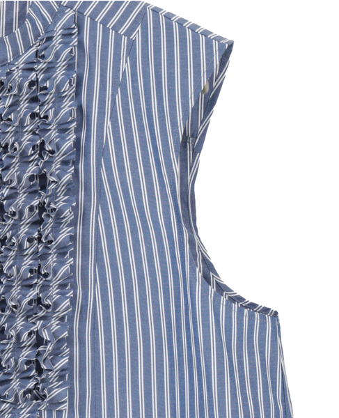 【MARILYN MOON/マリリンムーン】フロントフリルブラウス（4262-159） 詳細画像 ネイビー&times;ホワイト 4