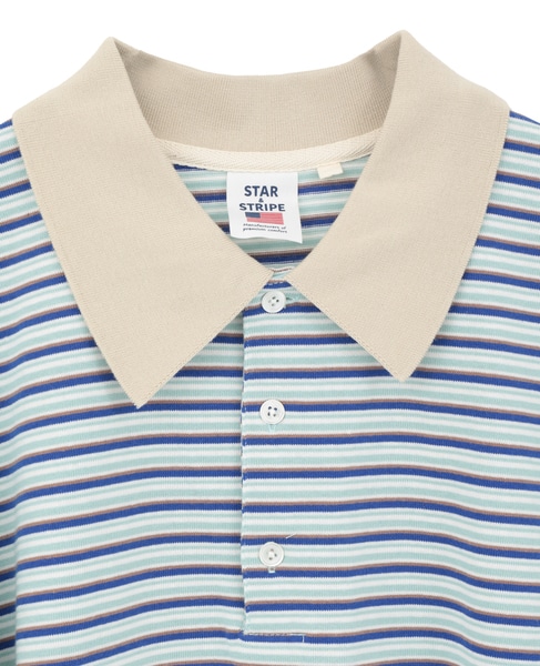 【STAR&STRIPE/スターアンドストライプ】ボーダーポロニット（SSMD-199M） 詳細画像 ブルー 3