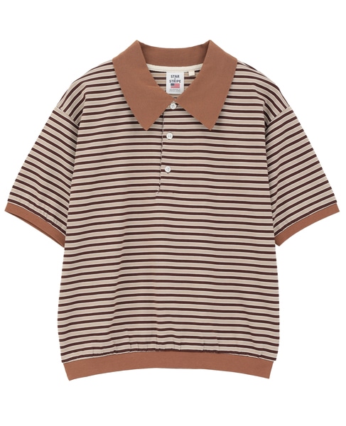 【STAR&STRIPE/スターアンドストライプ】ボーダーポロニット（SSMD-199M） 詳細画像 ブラウン 1