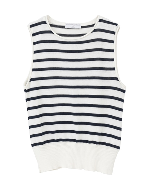 【TRICOTS JEAN MARC/トリコットジーンマルク】ボーダーノースリーブニット（COHI） 詳細画像 ホワイト×ネイビー 1