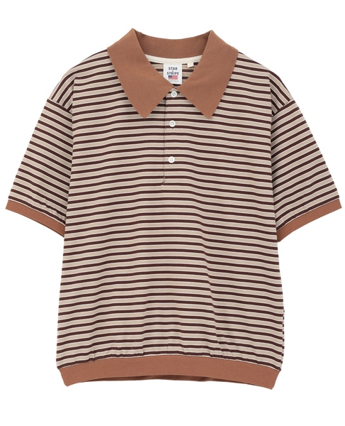 【STAR&STRIPE/スターアンドストライプ】ボーダーポロニット 詳細画像 ブラウン 1