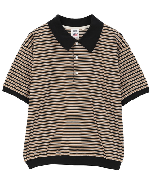 【STAR&STRIPE/スターアンドストライプ】ボーダーポロニット 詳細画像 ブラック 1