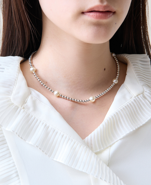 《別注》【PHILIPPE AUDIBERT/フィリップオーディベール】パールネックレス（COS6824:AR） 詳細画像 シルバー 2