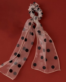 【TRESSE/トレス】sheer dot ribbon chouchou