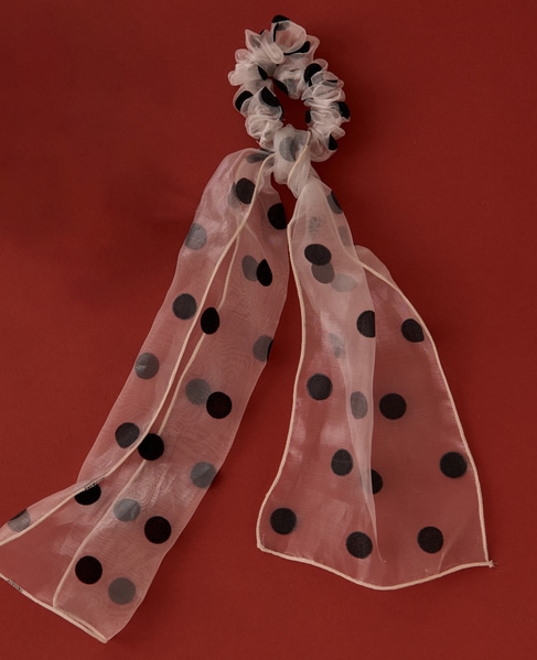 【TRESSE/トレス】sheer dot ribbon chouchou 詳細画像 ホワイト 1