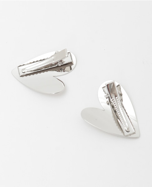 【Heyep/ヘイップ】Heart Motif Hair Clips-2 Piece 詳細画像 シルバー 2
