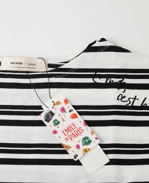 《コラボ》Emily in Paris　ボーダーカットソー 詳細画像 ホワイト×ブラック 4