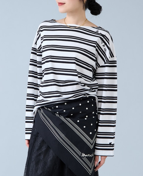 《コラボ》Emily in Paris　ボーダーカットソー 詳細画像 ホワイト×ブラック 6