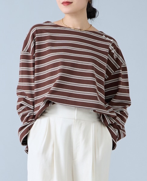 《コラボ》Emily in Paris　ボーダーカットソー 詳細画像 ブラウン×ブラック 6