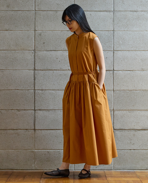 バンドカラーシャツノースリーブワンピース 詳細画像 オレンジ 2