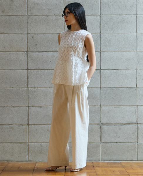 カットジャガードスリーブレスブラウス 詳細画像 ホワイト 1